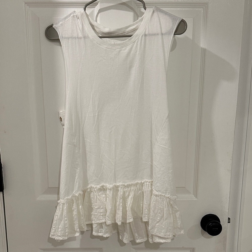 Pilcro White Sleeveless Ruffle Top
